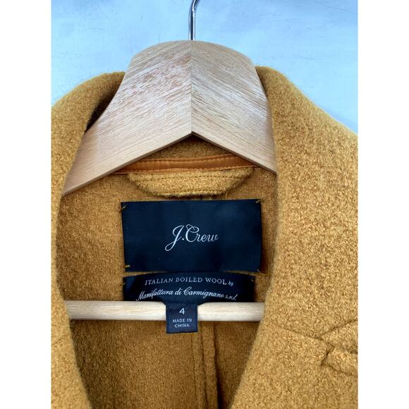 J. Crew 4 Boiled Italian Wool Mustard Yellow Pea Coat - Picture 4 of 7